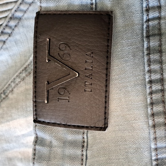 V19-69 Italia distressed denim jeans 34 straight leg - Picture 2 of 6
